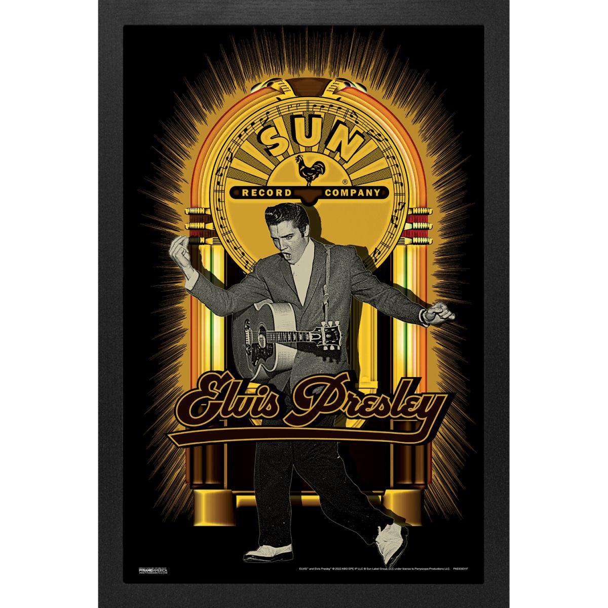 Sun Records - Elvis-Acoustic Guitar 11x17 Framed Print