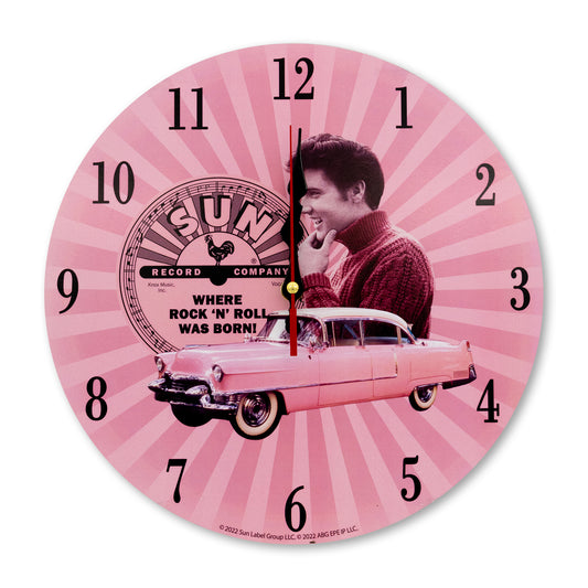 Sun Records Elvis Pink Cadillac Wall Clock