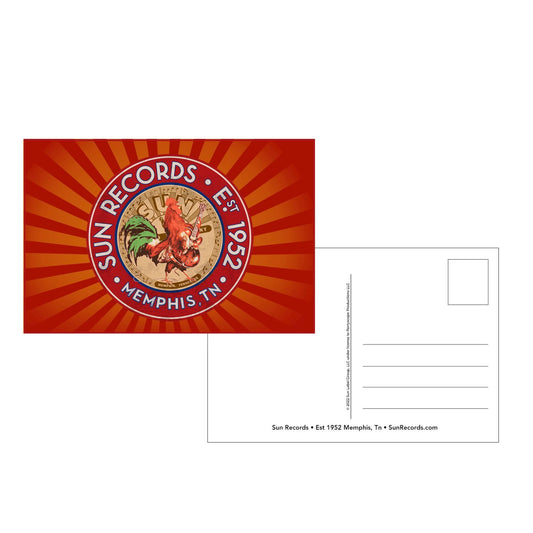 Sun Records Rooster Postcard - Red Background