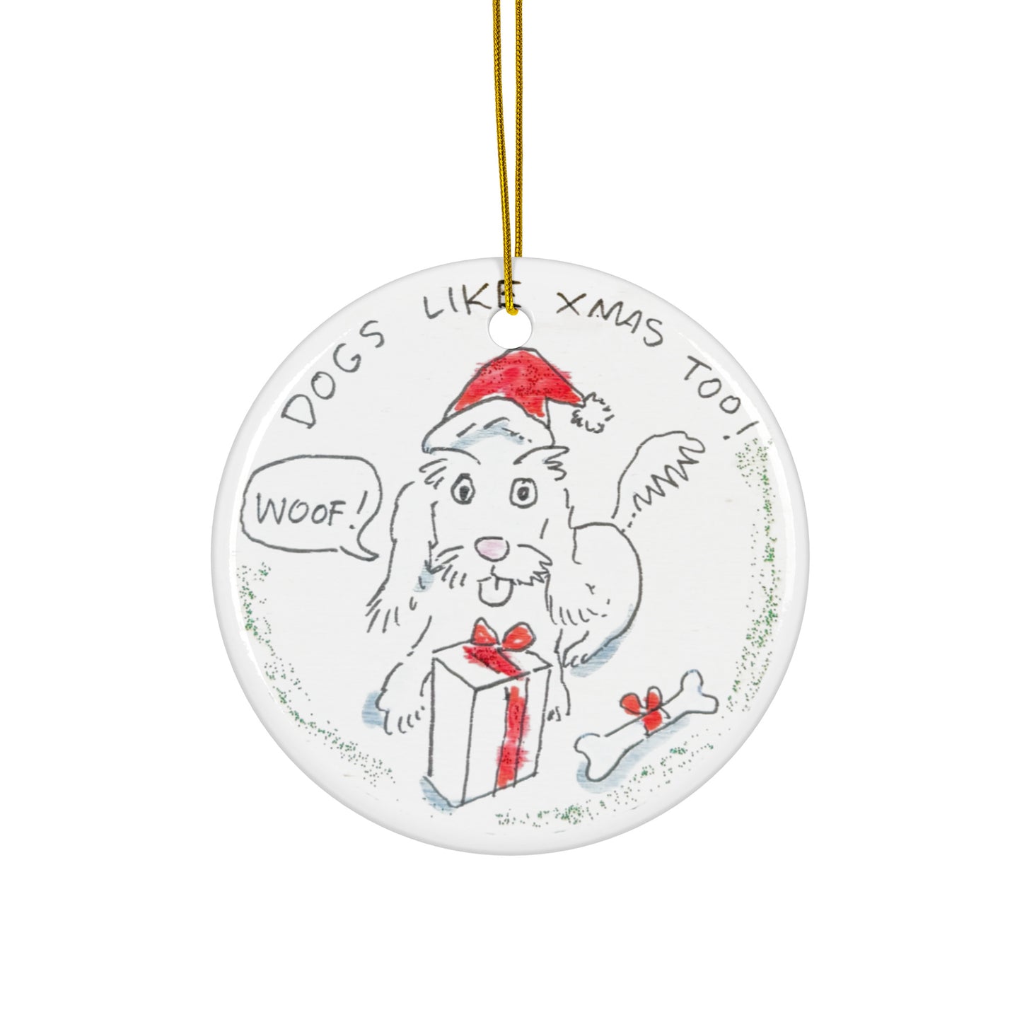Chris Isaak Dogs Like Christmas Too Ceramic Ornament