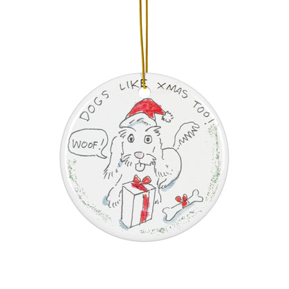 Chris Isaak Dogs Like Christmas Too Ceramic Ornament
