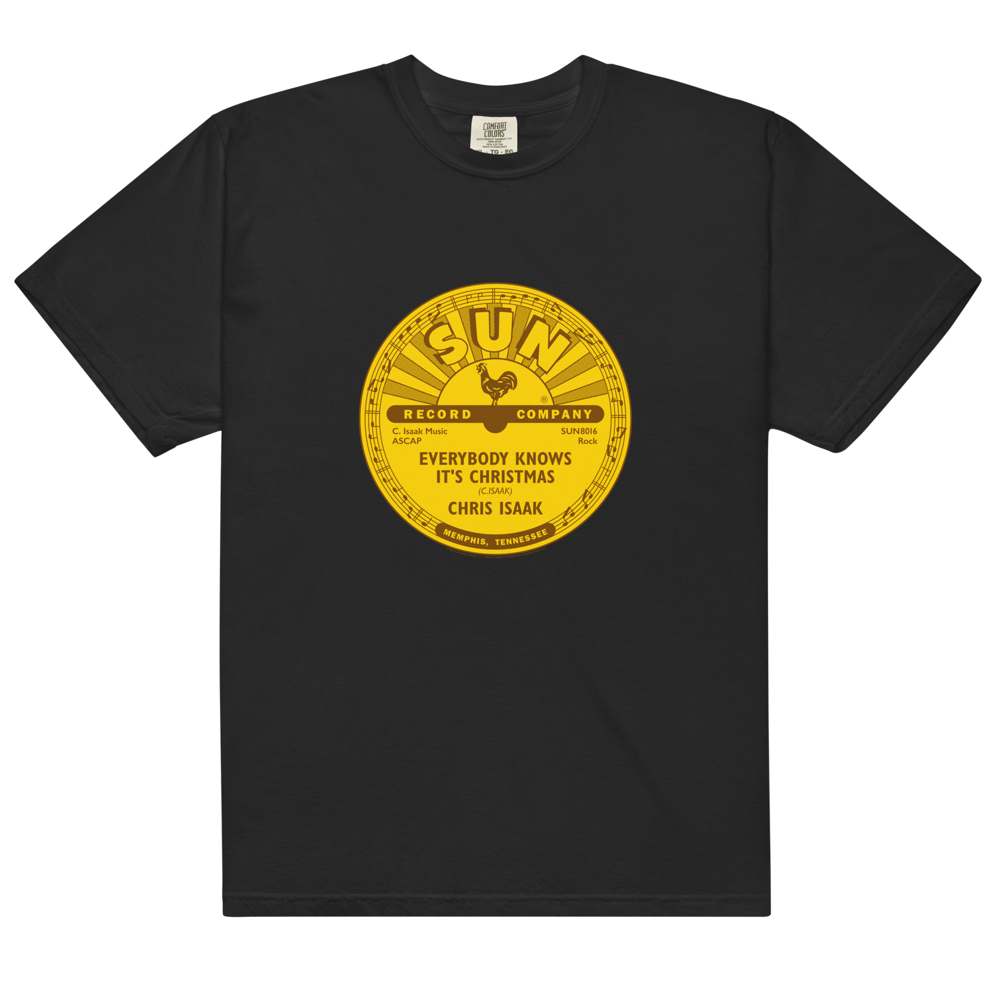 Chris Isaak Everybody Knows It's Christmas Sun Records Label T-Shirt