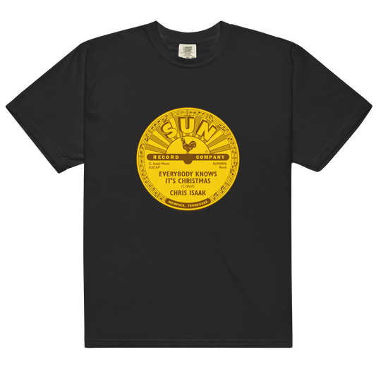 Chris Isaak Everybody Knows It's Christmas Sun Records Label T-Shirt