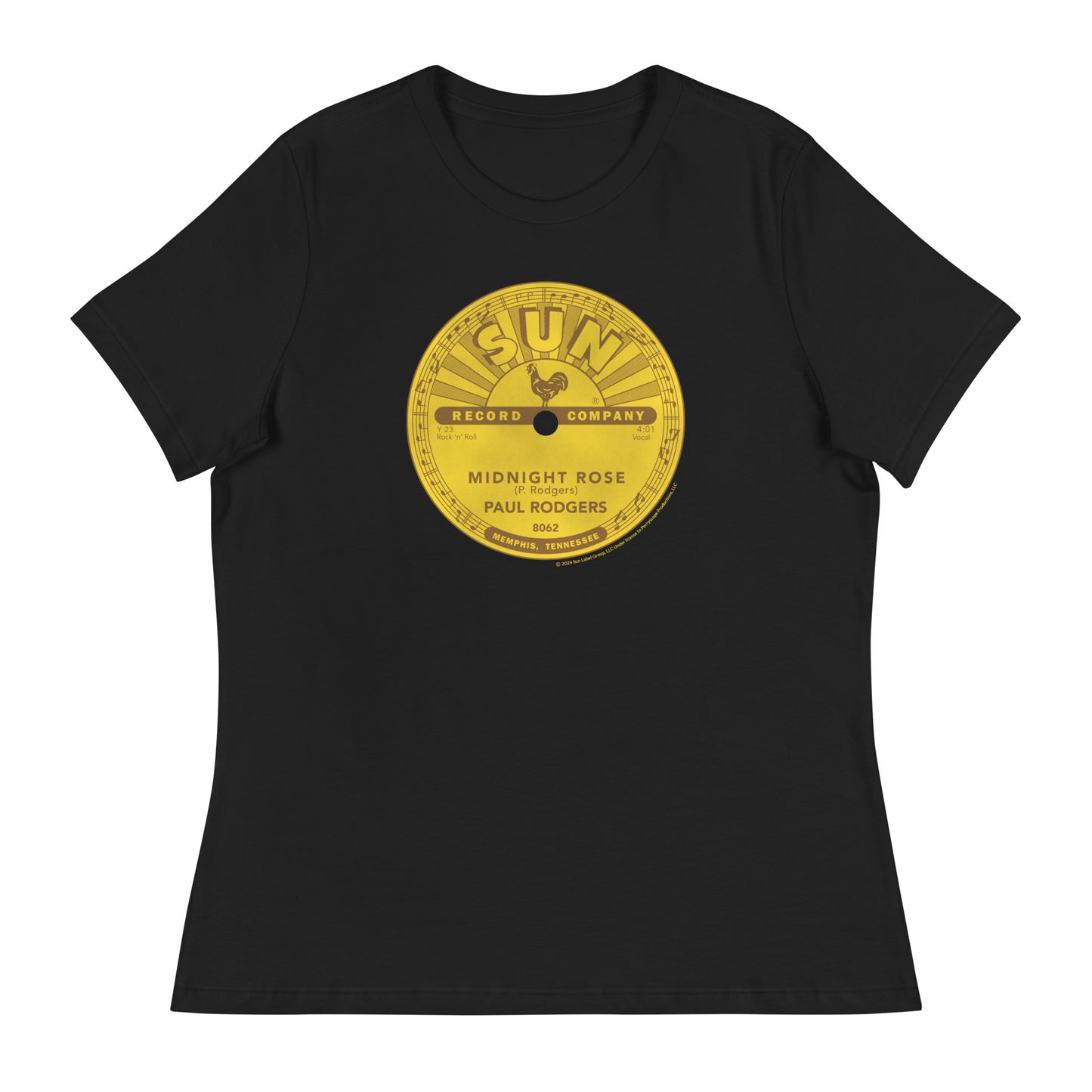 Paul Rodgers Midnight Rose Sun Records Label Fitted T-Shirt